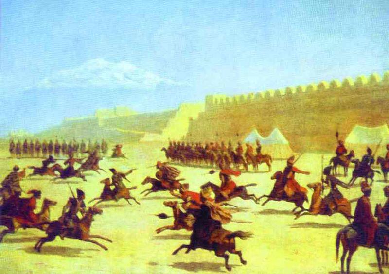 Grigory Gagarin Trick Ridings of Curds and Tatars in front of the Fortress Sardar-Abbat in Armenia china oil painting image